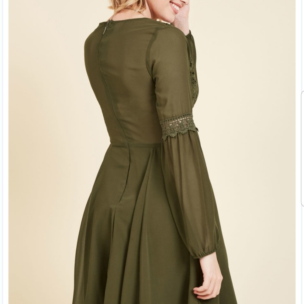Olive peasant dress